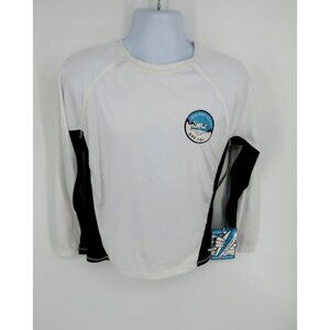 Beach Bros UPF 50+ Swim Tee White & Black Long Sleeve Small NWT $34